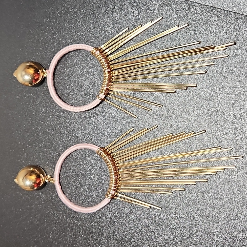 Goldtone Circle Dangle Costume Jewelry Pierced Earrings